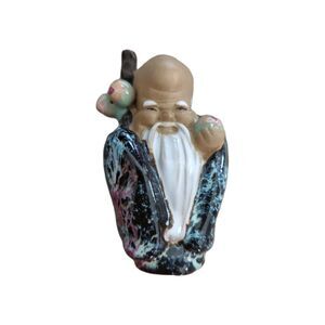 Vintage Mudman Nanjing China Ceramic Clay Sensei Confucius Monk Wise Man 4" H